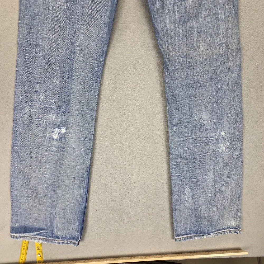 Diesel Jeans Mens 33x34 Blue Rayan Straight Distressed Button Fly Italy 0071J